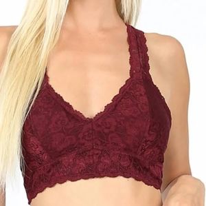 Lace Plus Size Maroon Bralette size 1X
